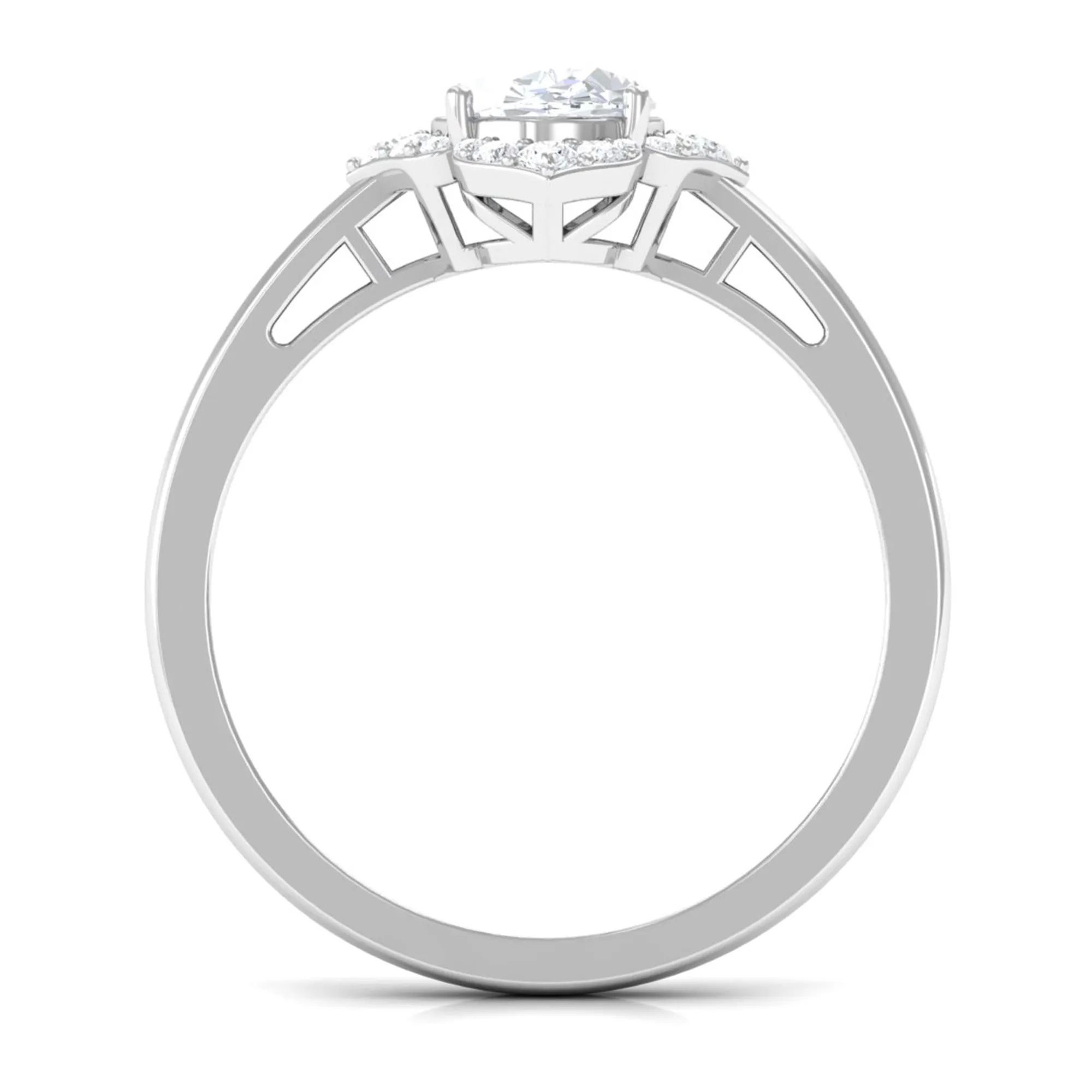 2.25 CT Prong Set Oval Zircon Flower Engagement Ring