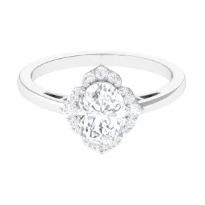 2.25 CT Prong Set Oval Zircon Flower Engagement Ring