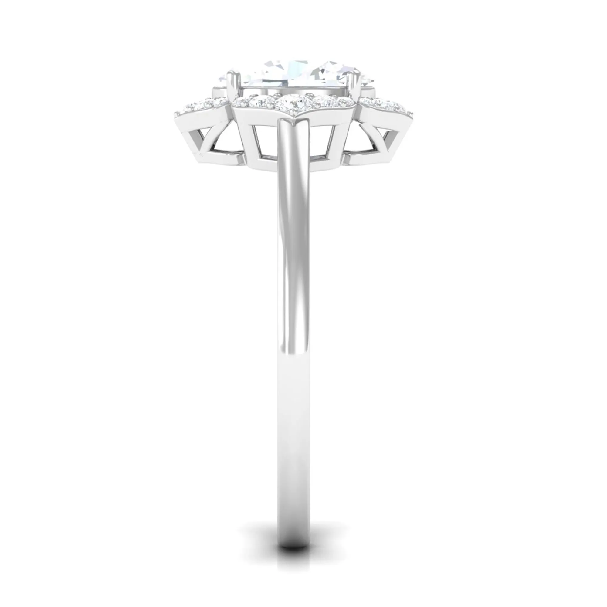 2.25 CT Prong Set Oval Zircon Flower Engagement Ring