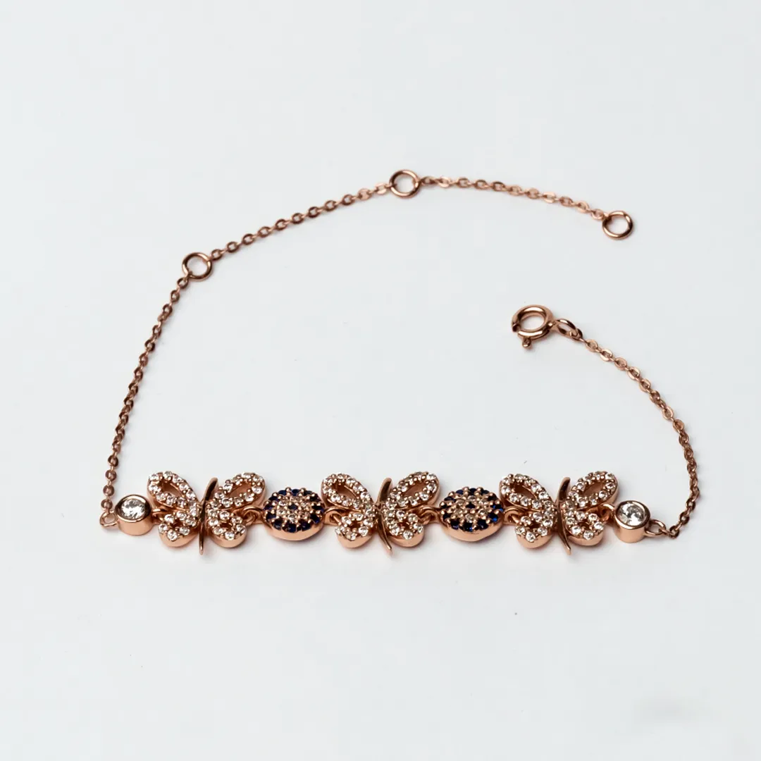 Butterfly Luck 925 Sterling Silver Zircon Bracelet