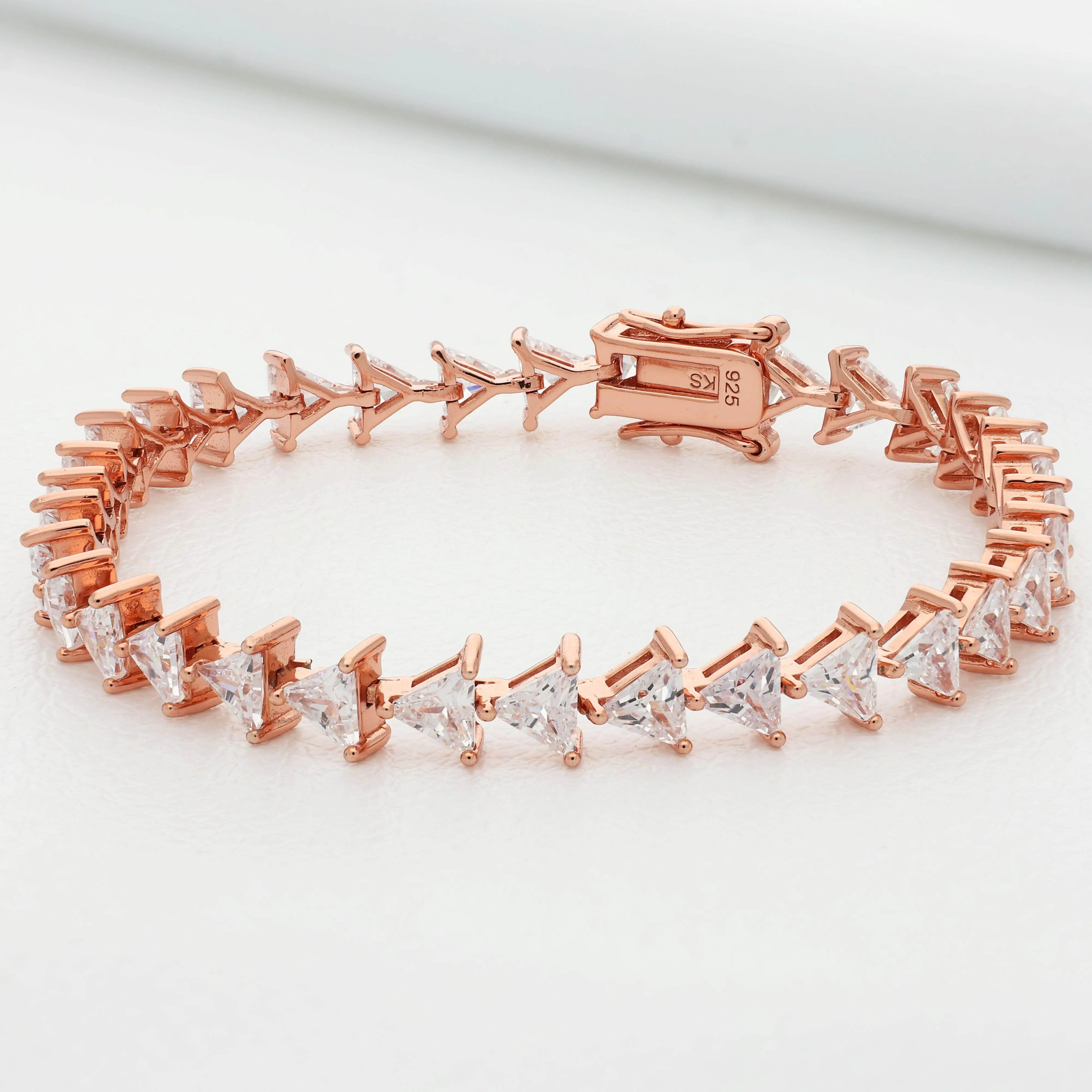 Dainty Cluster Rose Gold Polish Silver Bracelet