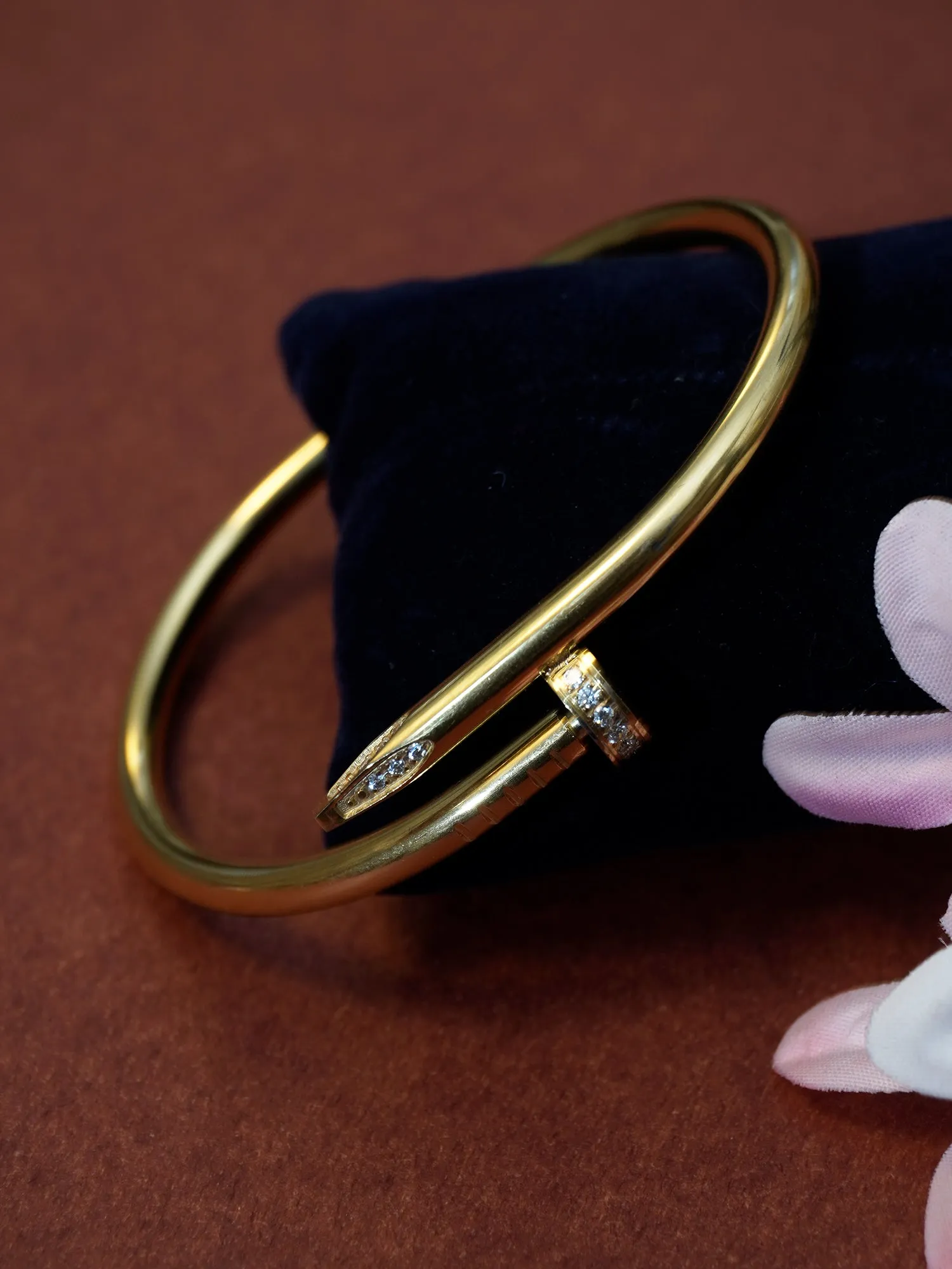 Demi-Fine Gold-Plated Bracelet with Zircon Accents and Secure Magnet Lock