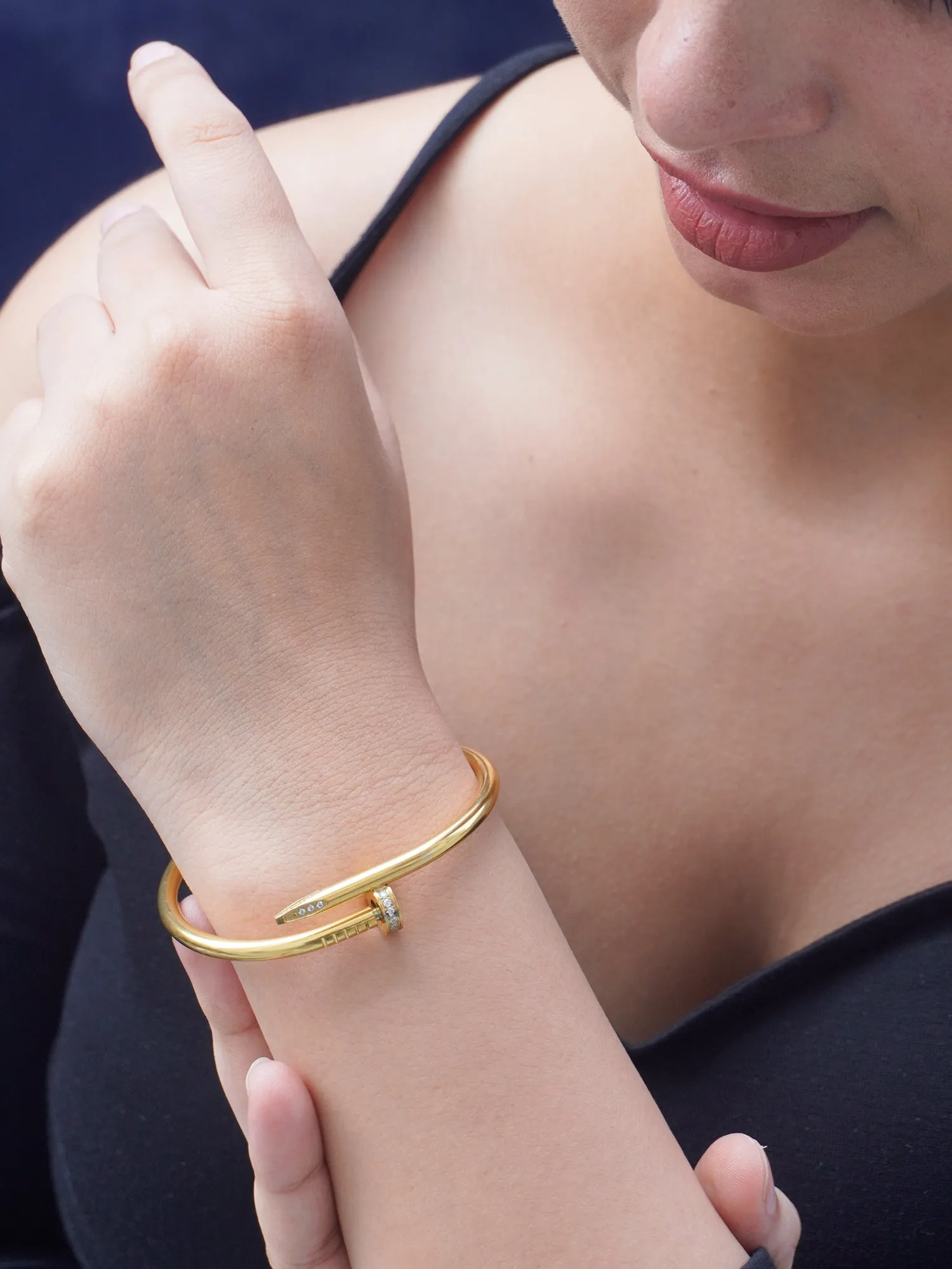 Demi-Fine Gold-Plated Bracelet with Zircon Accents and Secure Magnet Lock