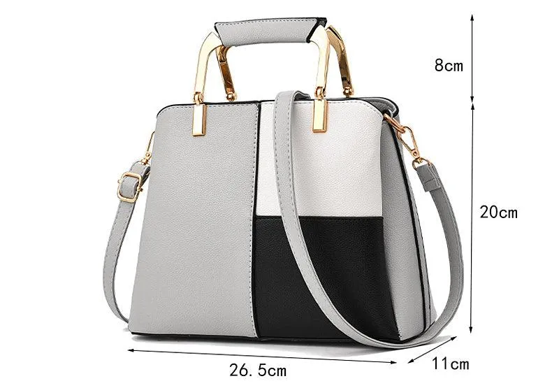 Exquisite Leather Mix Colors Tote Women Bags - Orange