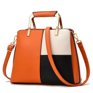 Exquisite Leather Mix Colors Tote Women Bags - Orange