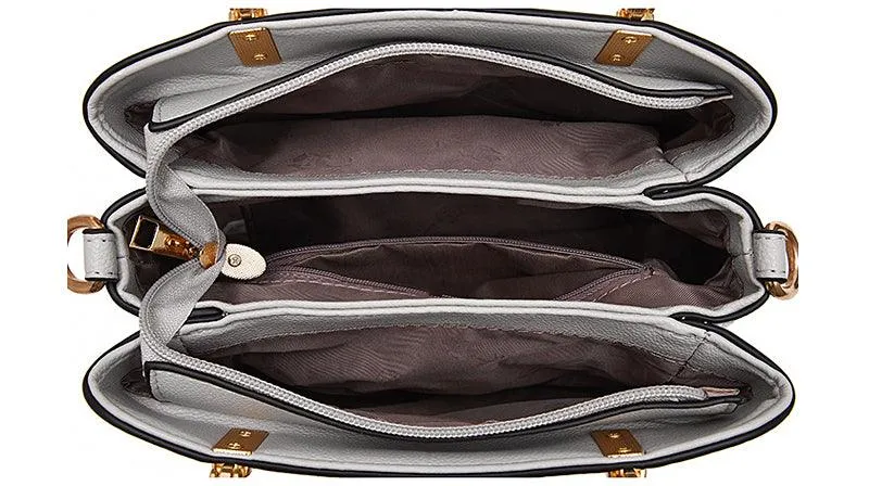 Exquisite Leather Mix Colors Tote Women Bags - Orange