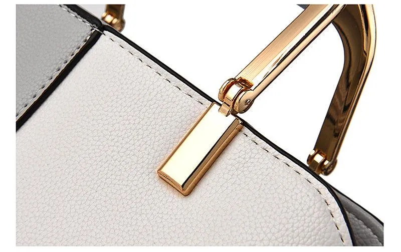 Exquisite Leather Mix Colors Tote Women Bags - Orange