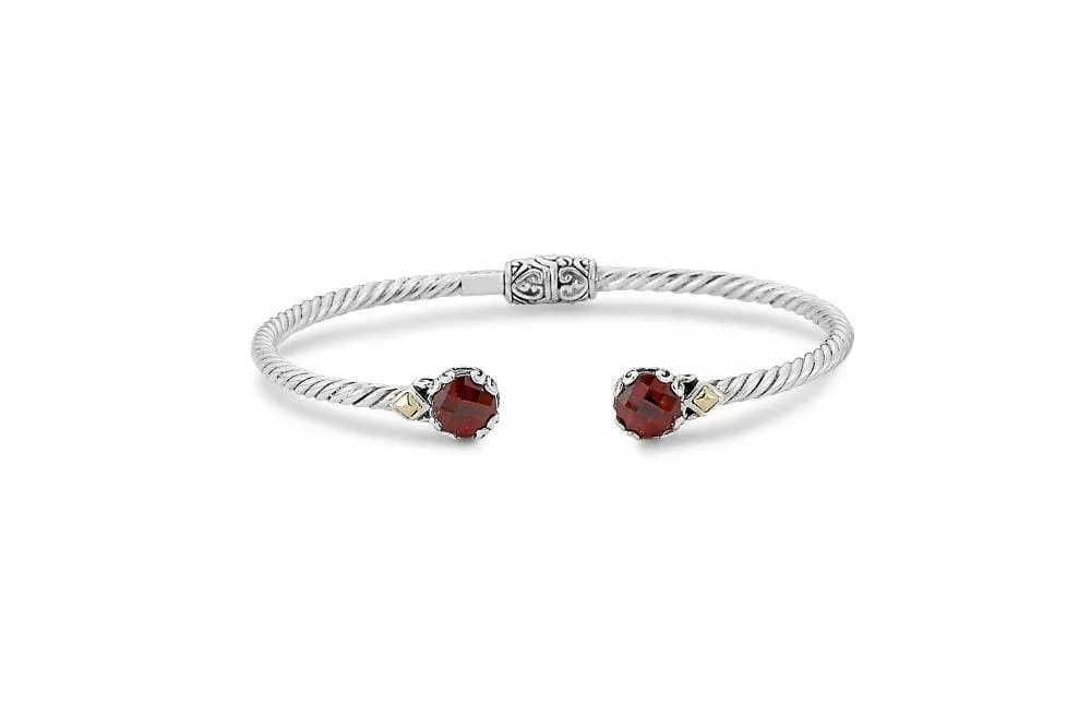 Genuine Sterling Silver and 18k Yellow Gold Samuel B. Birthstone Glow Bangle