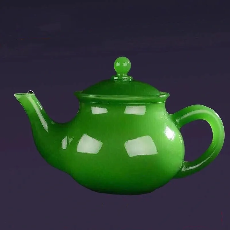 Glass Lidded Bowl Wholesale Glass Bowl Health Jade Bowl Tea Cup Jasper Green Teapot