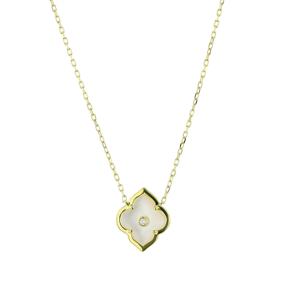 Gold and Diamond Single Motif Les Fleurs Pendant