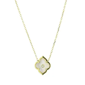 Gold and Diamond Single Motif Les Fleurs Pendant