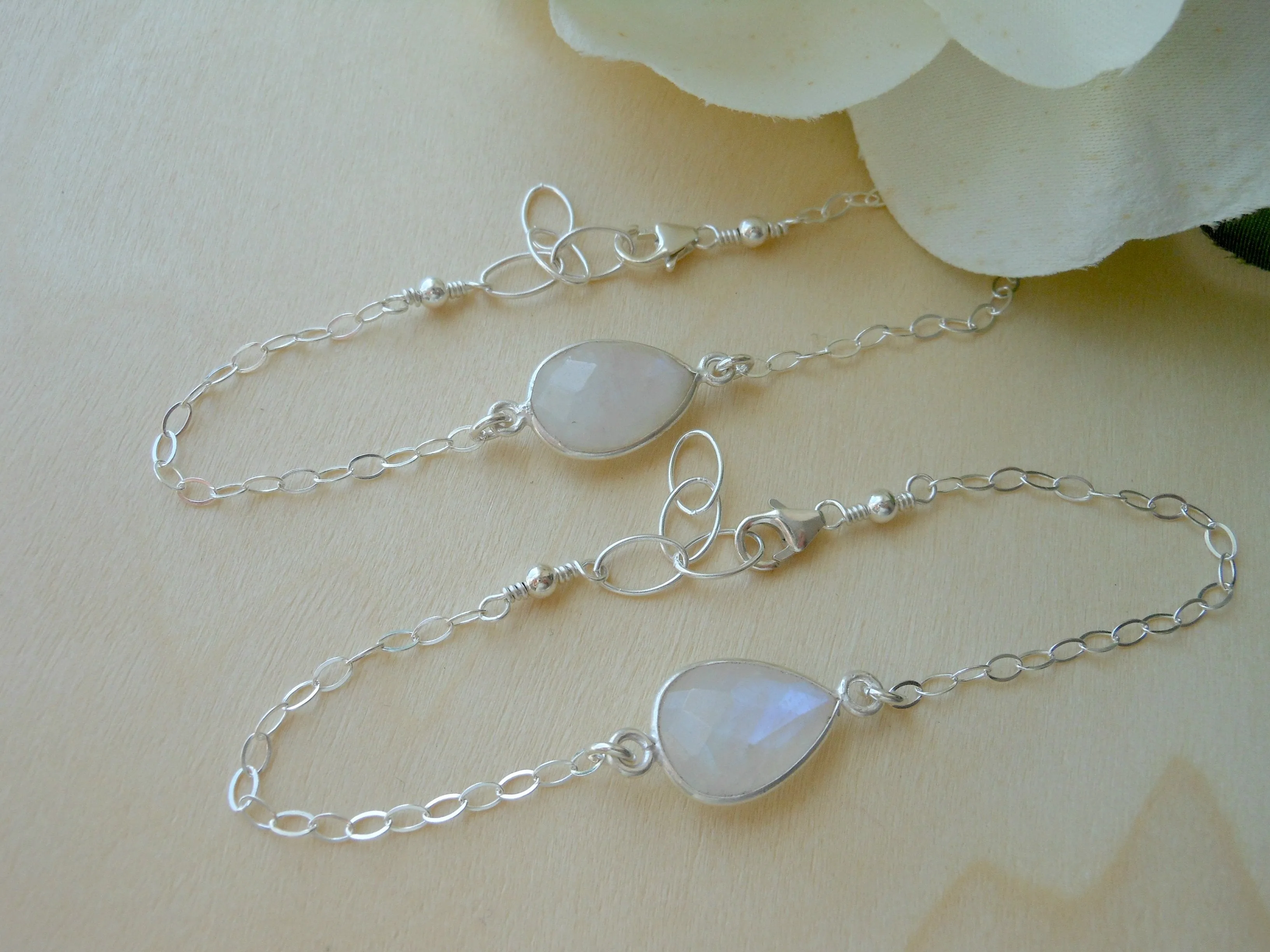 Graduation Gift for Her, Sterling Silver Moonstone Bracelet