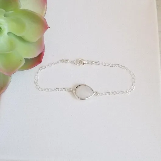 Graduation Gift for Her, Sterling Silver Moonstone Bracelet
