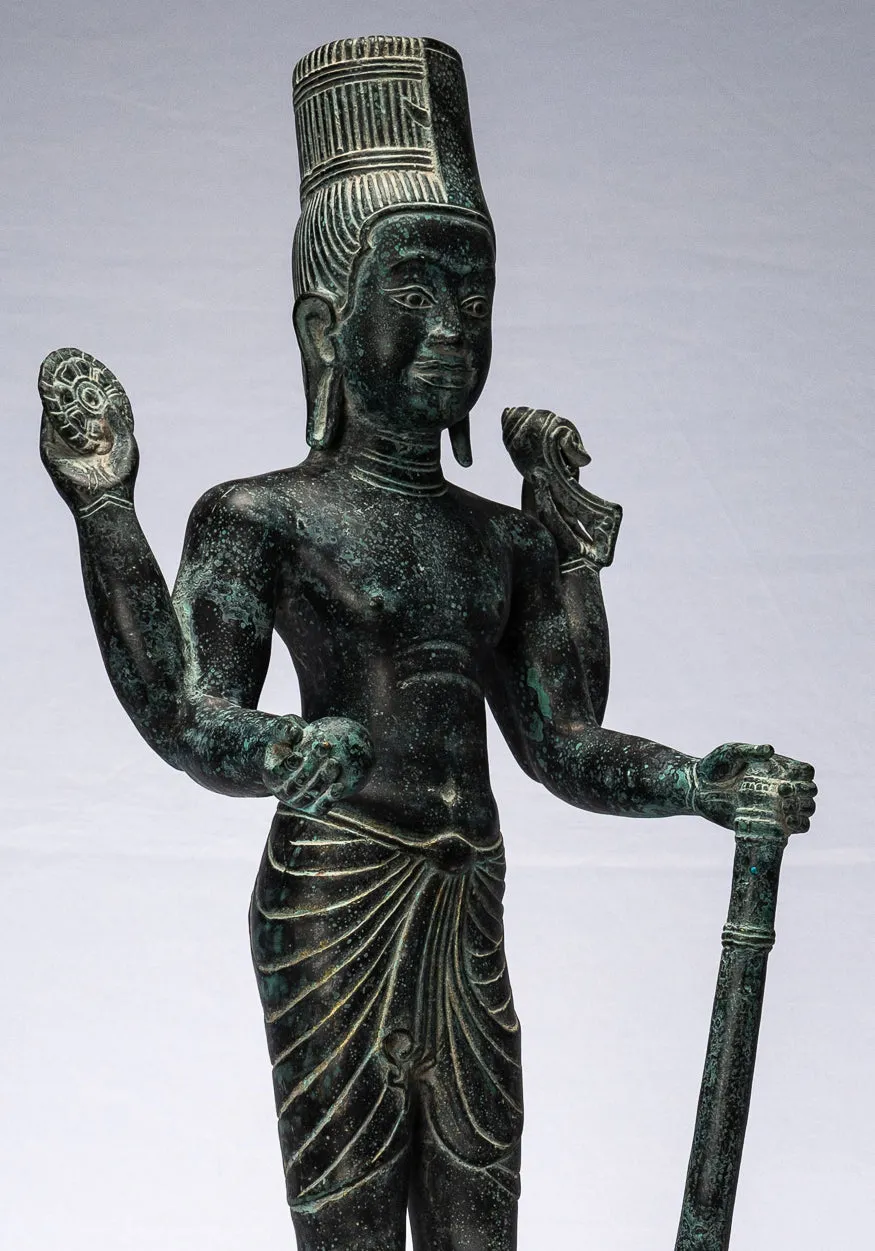Harihara - Antique Phnom Da Style Bronze Khmer Hari Hara or Vishnu & Shiva - 57cm/23"