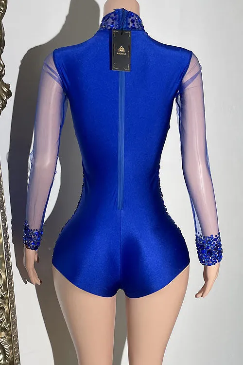 Icon Blue Diamante Playsuit