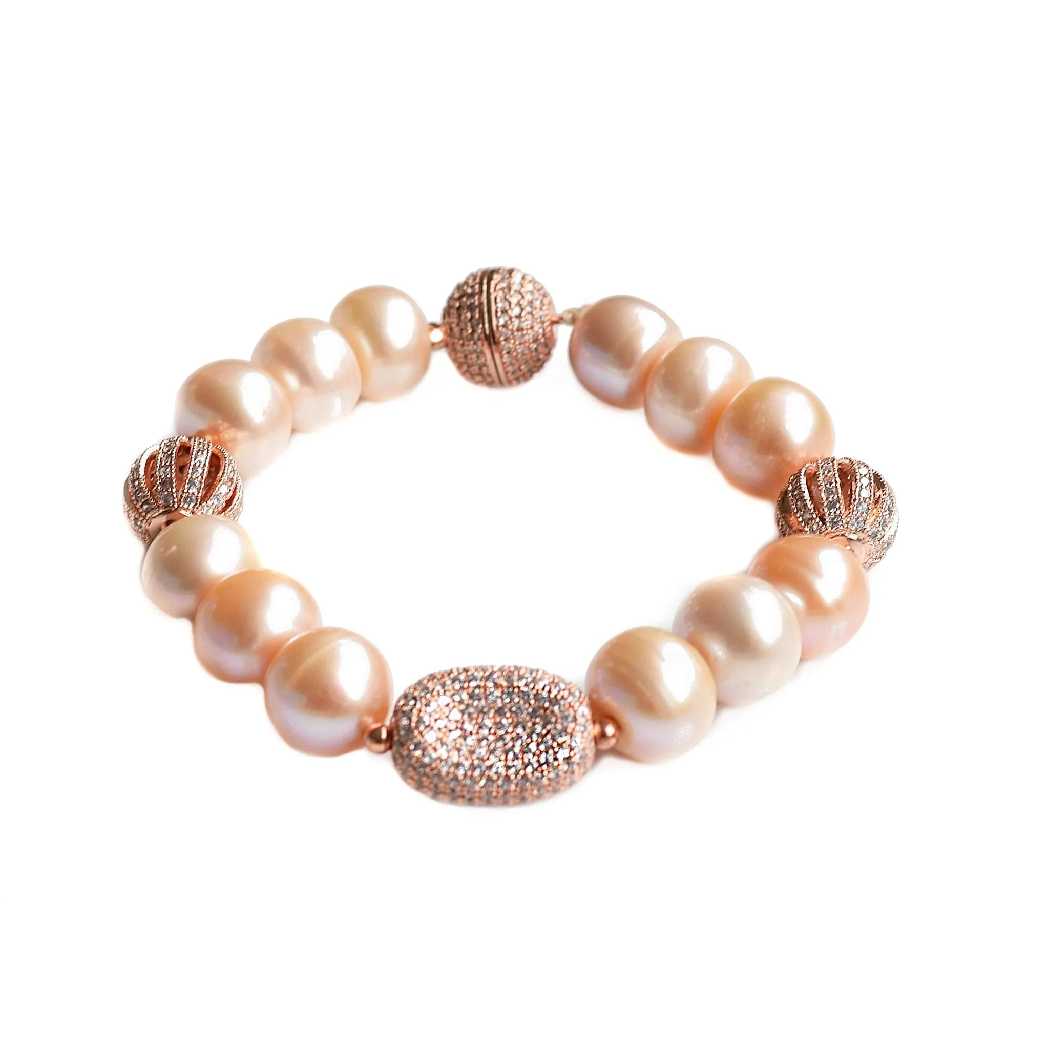 Joanna lustrous pink pearl and rose gold bracelet
