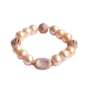 Joanna lustrous pink pearl and rose gold bracelet