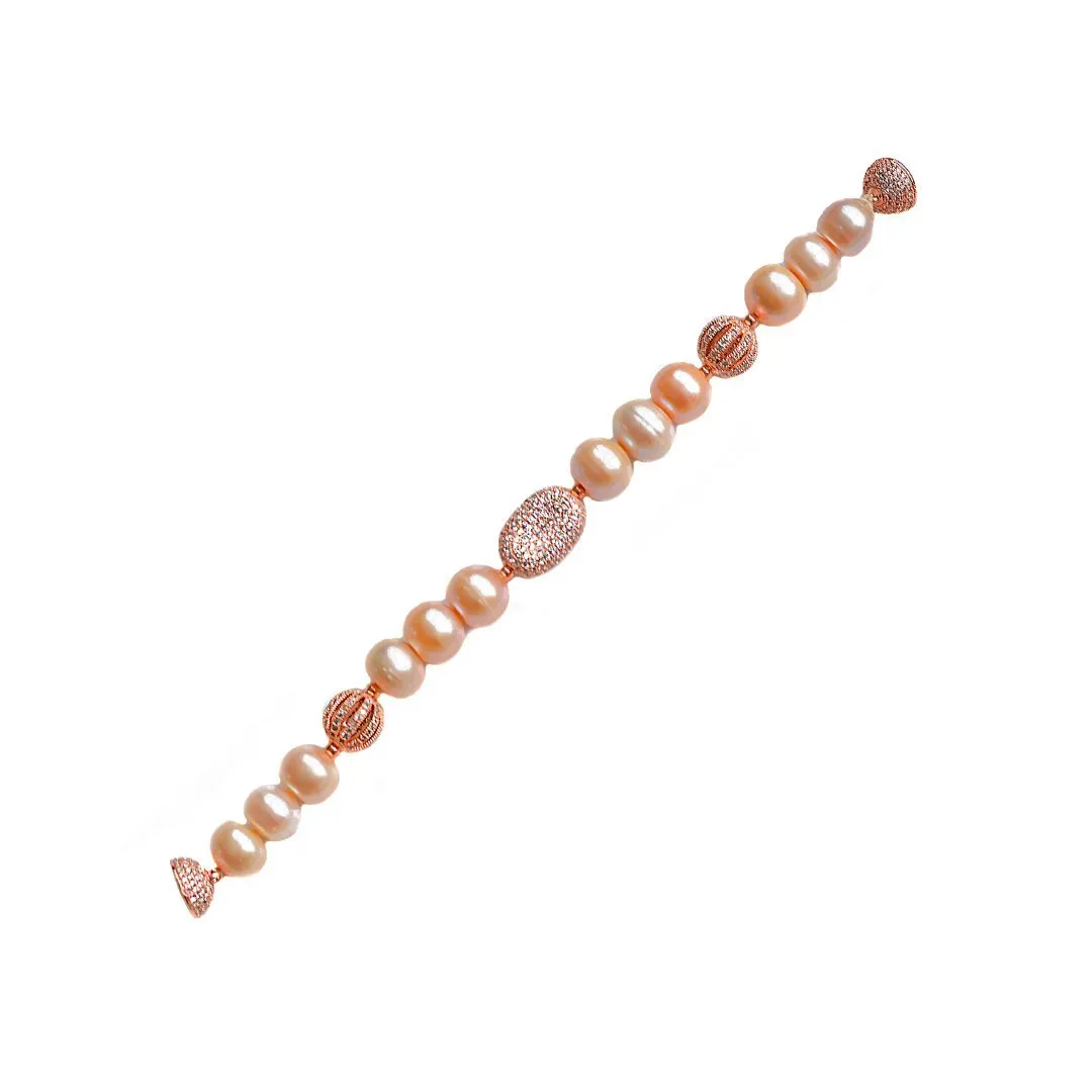 Joanna lustrous pink pearl and rose gold bracelet