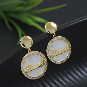Korean Gold Plated Sweet Written Drop Earring