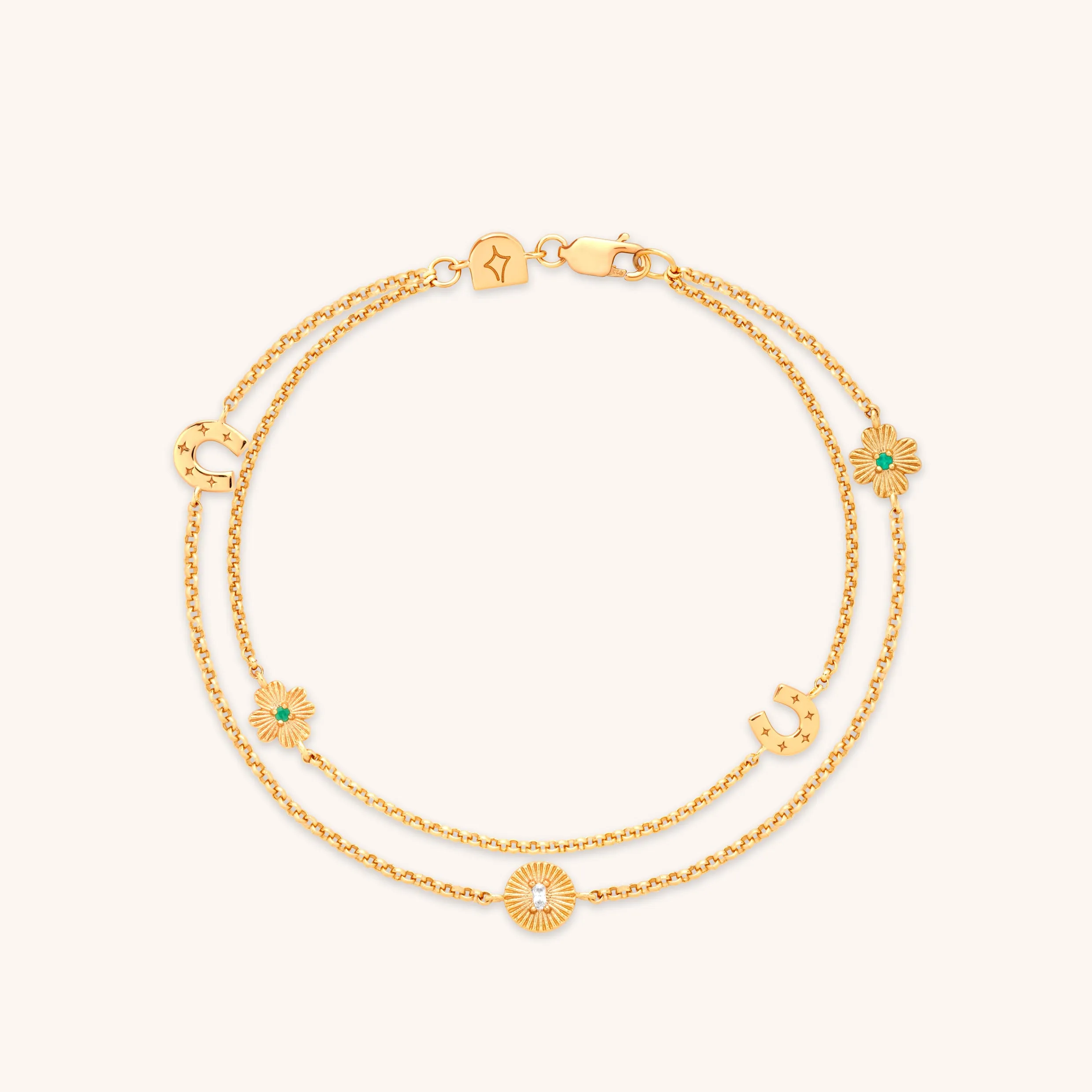 Lucky Charm Double Chain Bracelet in Gold