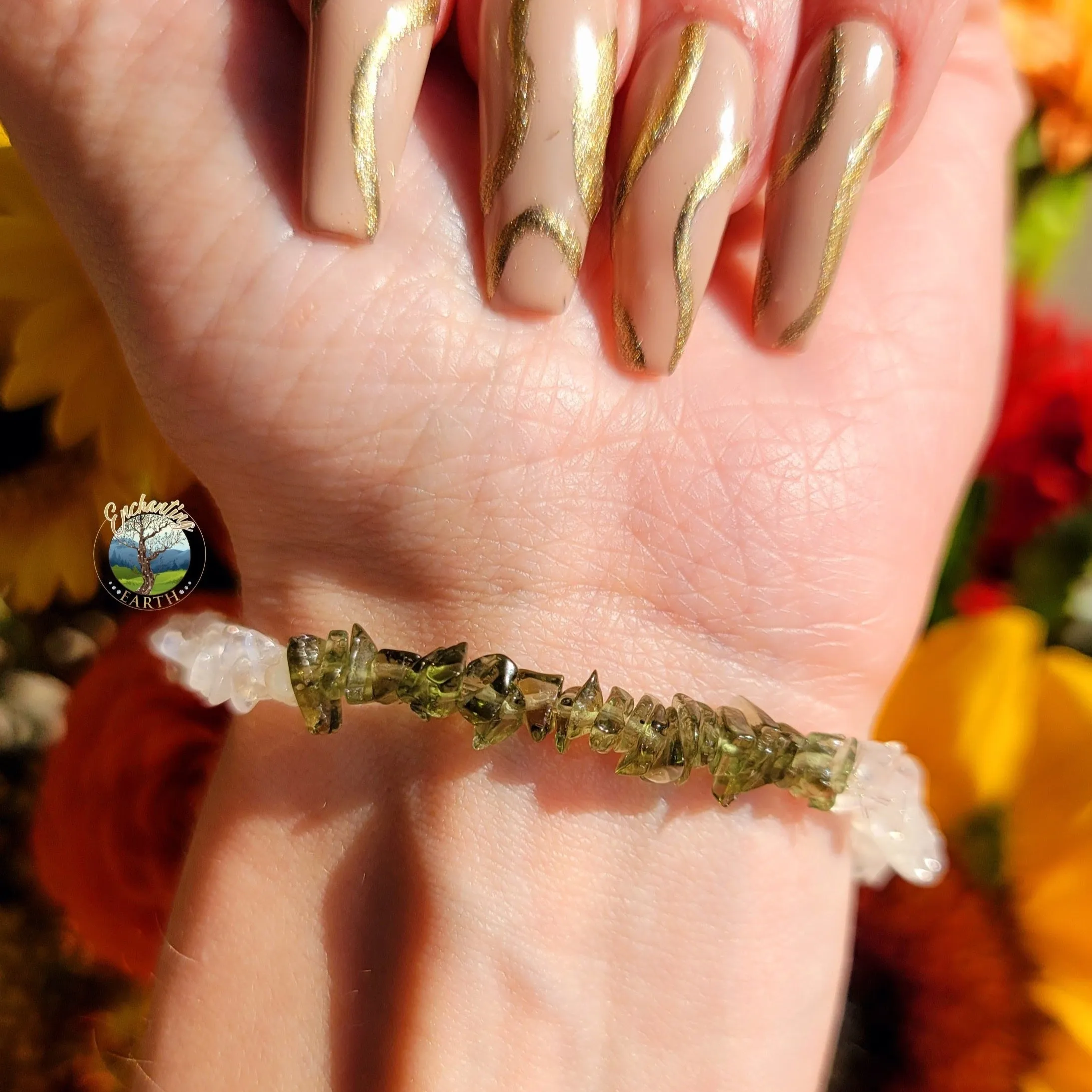 Moldavite & Rainbow Moonstone Bracelet