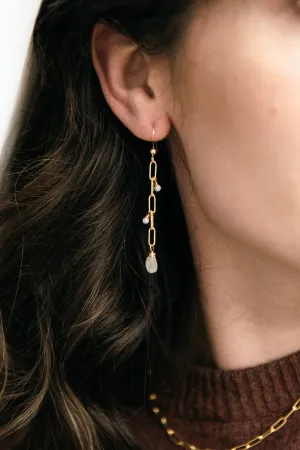 Moonstone Paperclip Drop Earrings