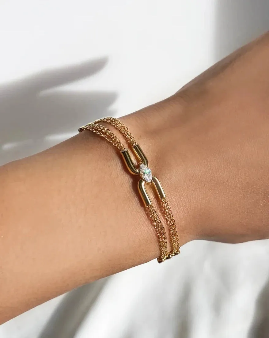 Multi Chain Zircon Stone Bracelet