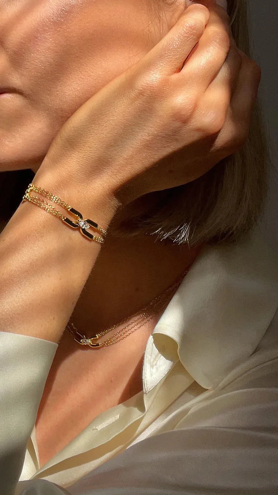 Multi Chain Zircon Stone Bracelet