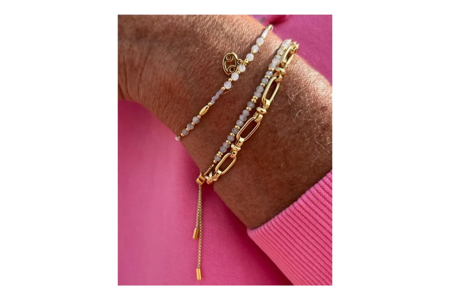 Mystical Rainbow Moonstone Gold Bracelet