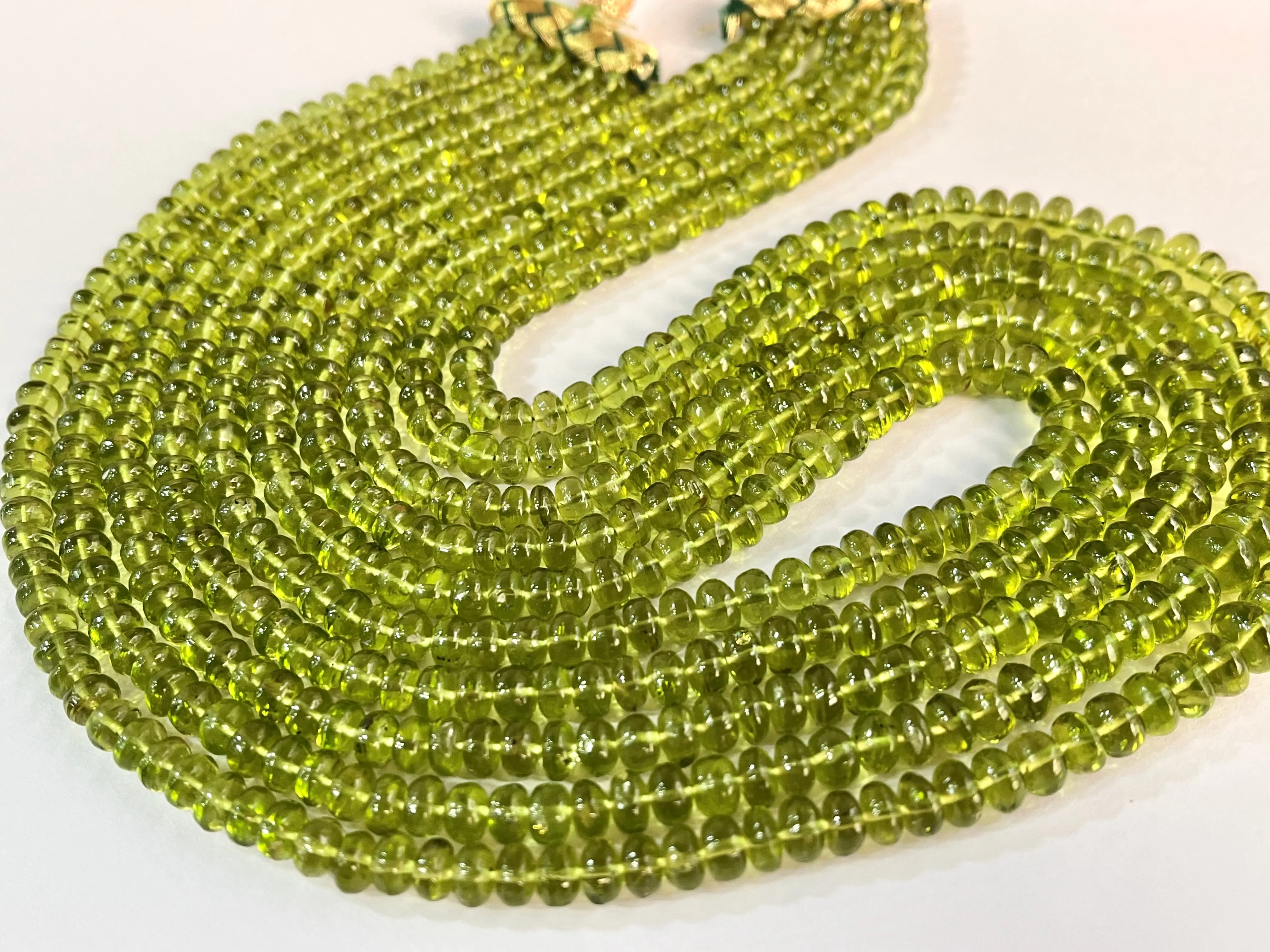Natural Peridot (Fine quality) Smooth Rondelle Beads