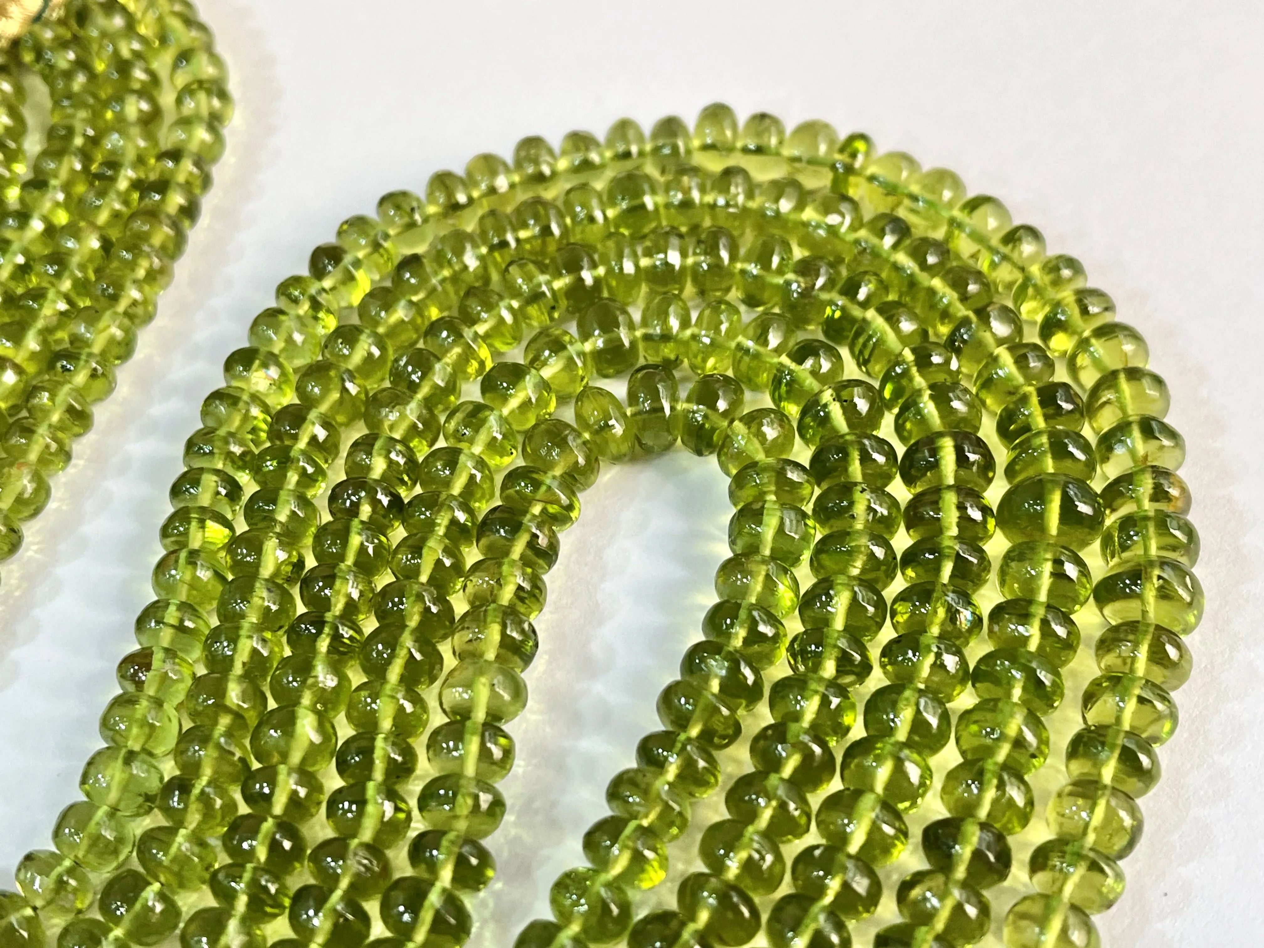 Natural Peridot (Fine quality) Smooth Rondelle Beads
