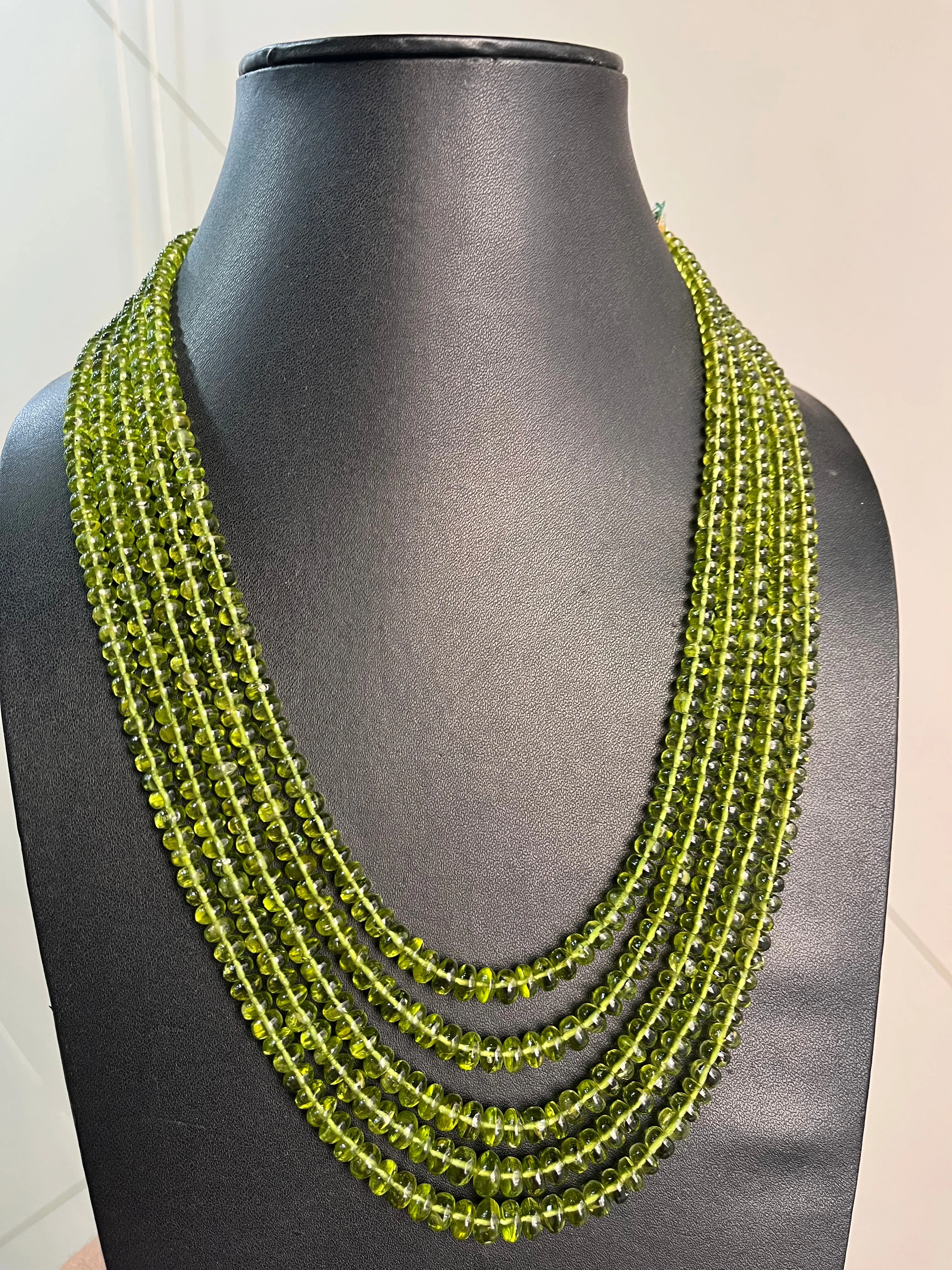 Natural Peridot (Fine quality) Smooth Rondelle Beads