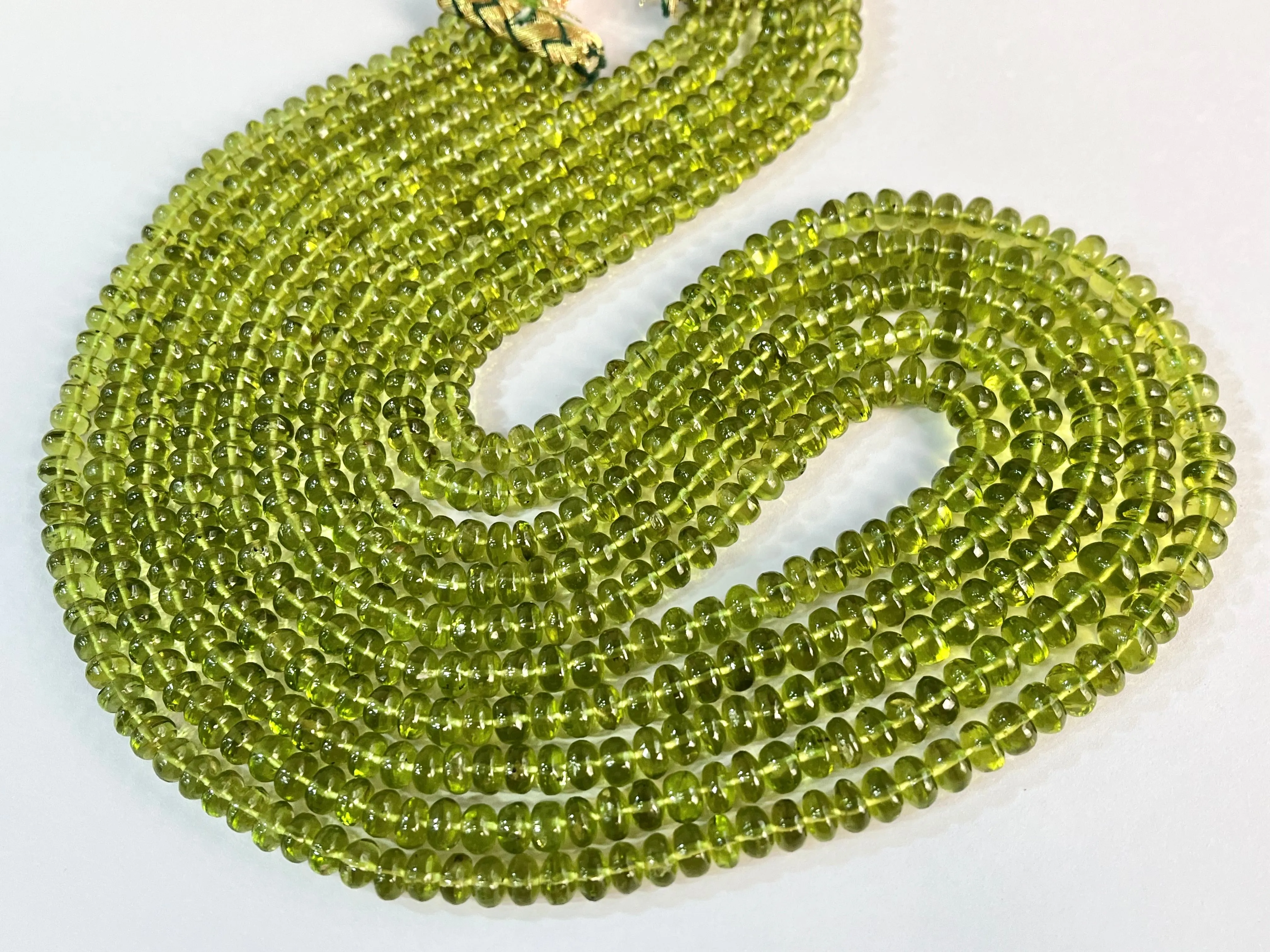 Natural Peridot (Fine quality) Smooth Rondelle Beads
