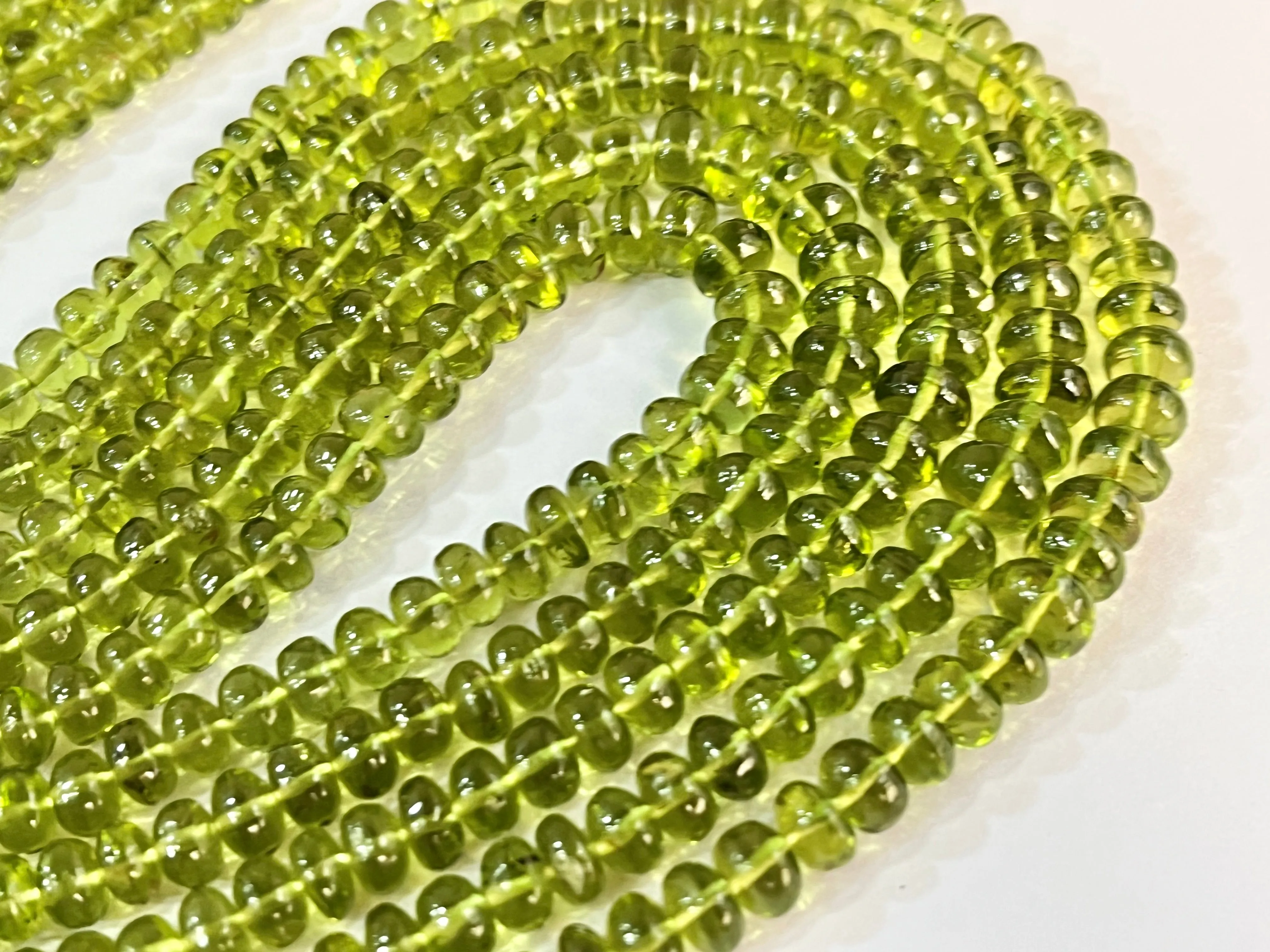 Natural Peridot (Fine quality) Smooth Rondelle Beads