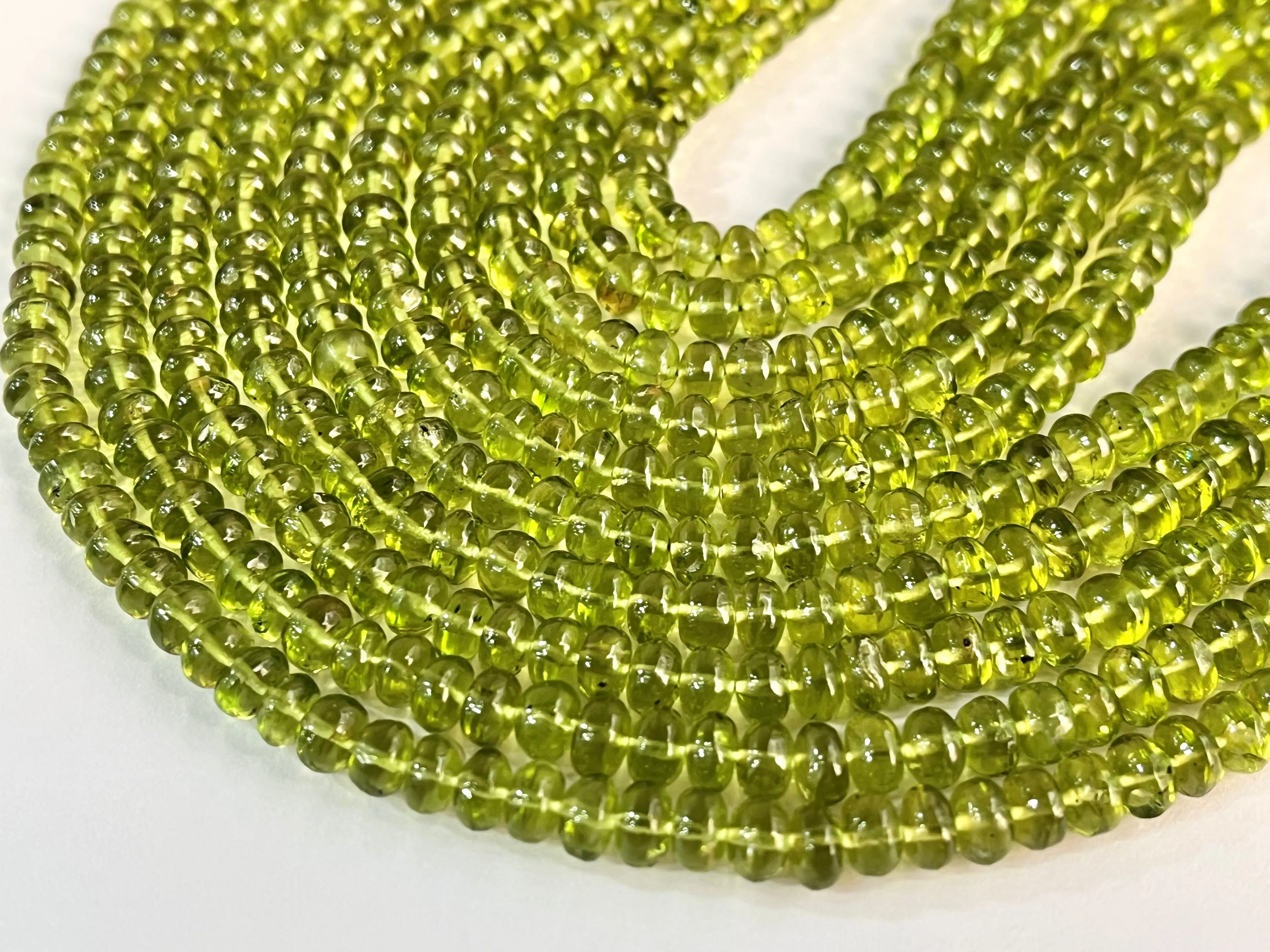 Natural Peridot (Fine quality) Smooth Rondelle Beads