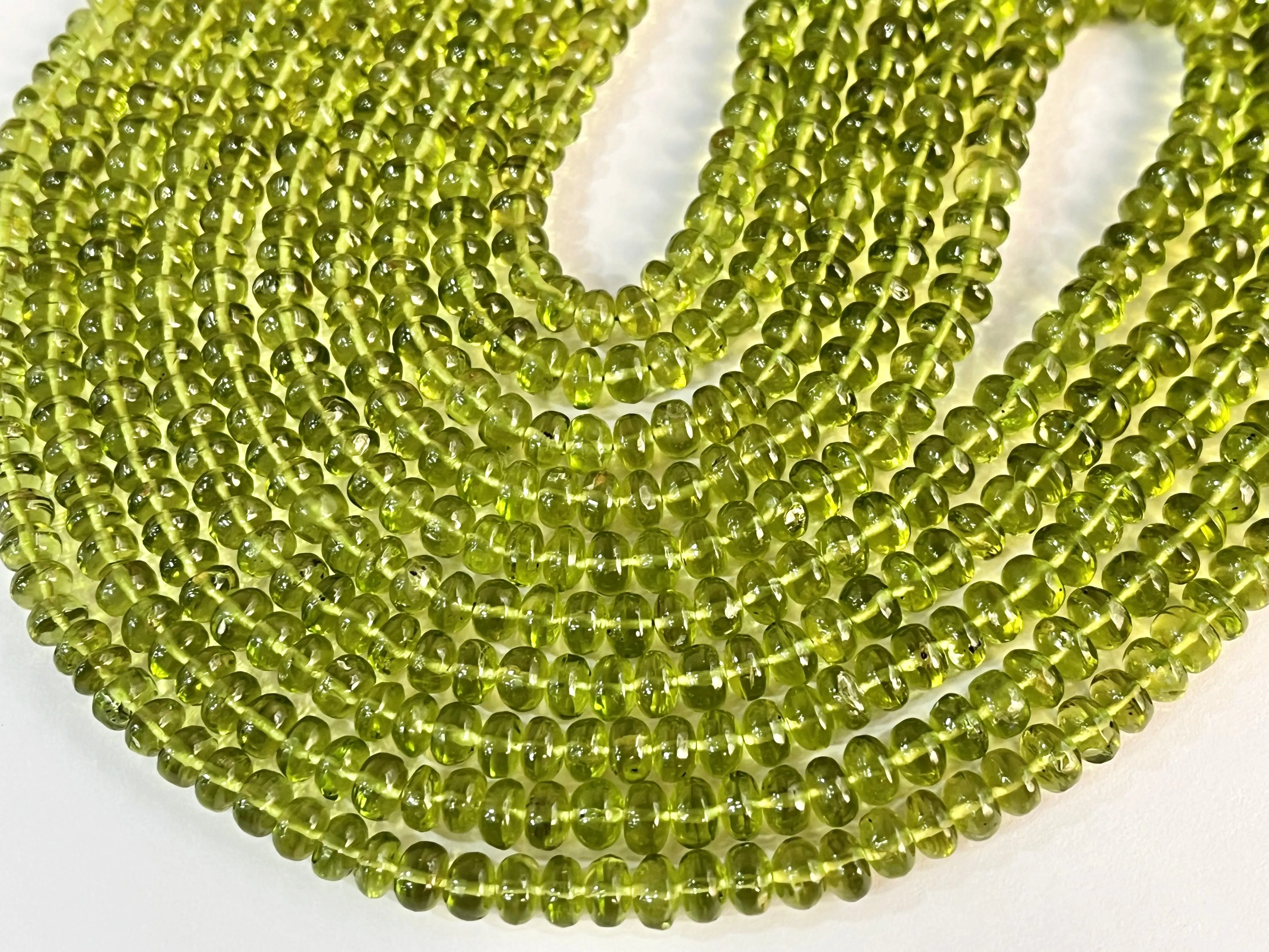 Natural Peridot (Fine quality) Smooth Rondelle Beads