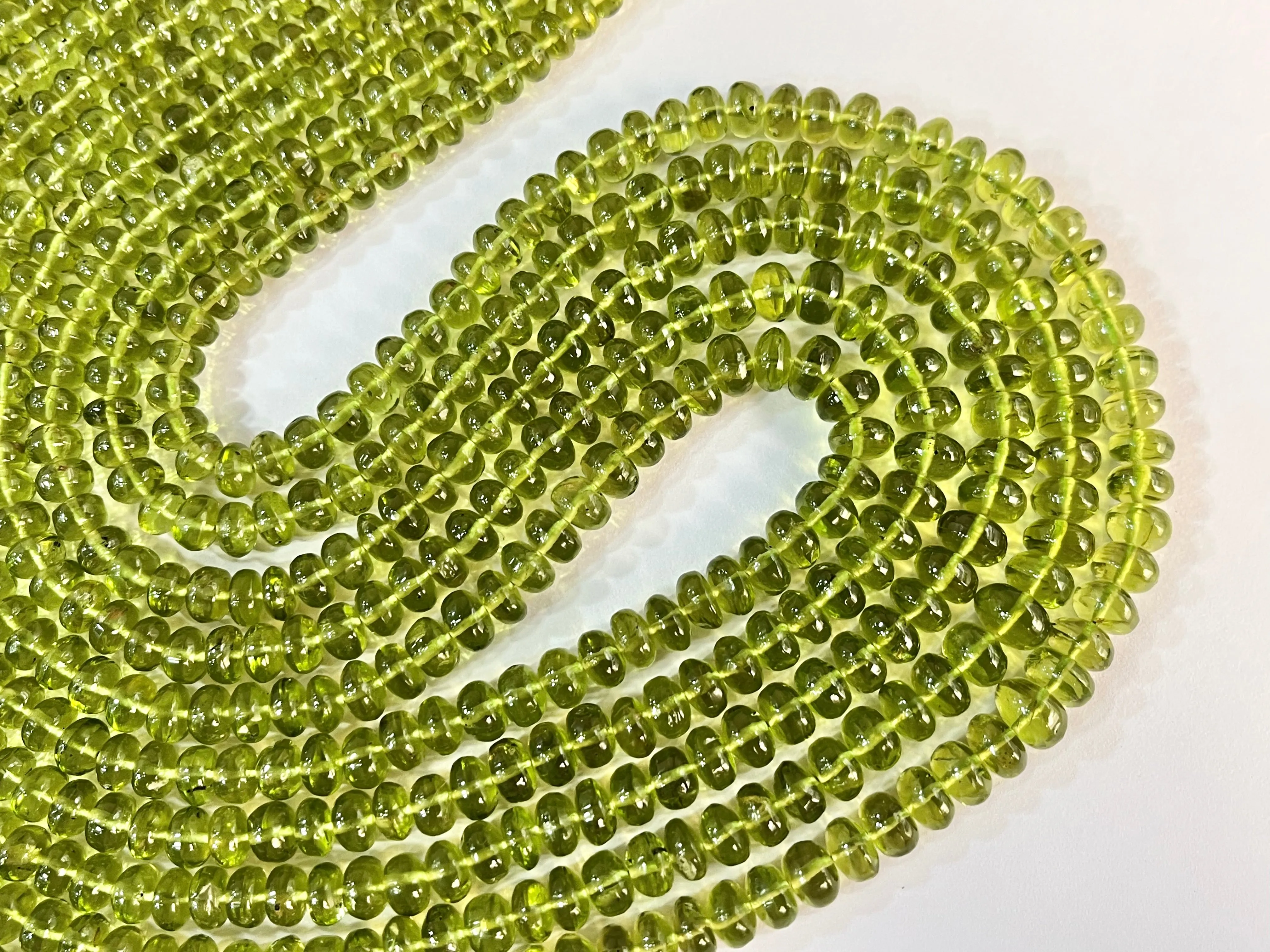 Natural Peridot (Fine quality) Smooth Rondelle Beads