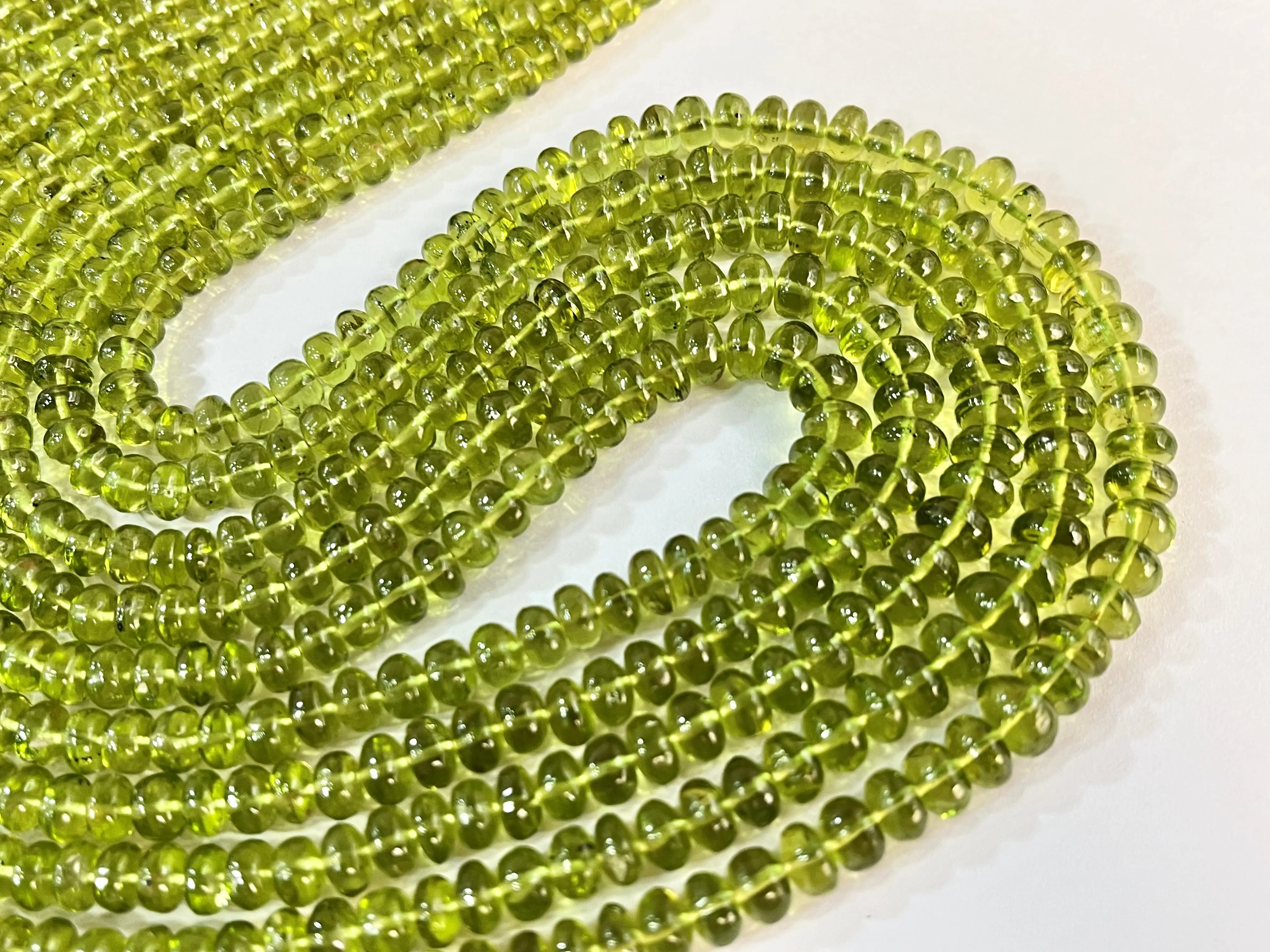 Natural Peridot (Fine quality) Smooth Rondelle Beads