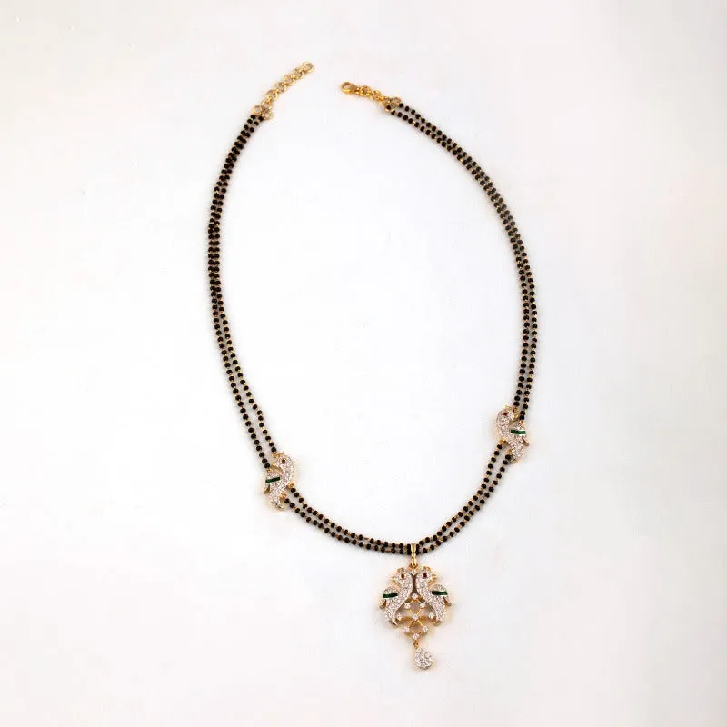 ORAFO JEWELS 92.5 SILVER LADIES BLACK BEADS MANGALSUTRA WITH PENDANT (11-3949)