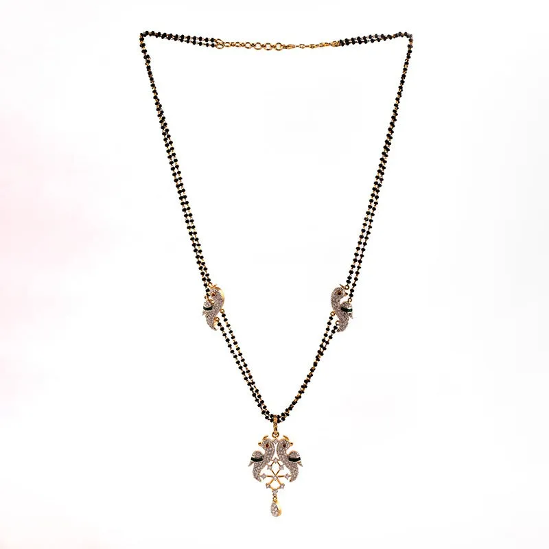 ORAFO JEWELS 92.5 SILVER LADIES BLACK BEADS MANGALSUTRA WITH PENDANT (11-3949)