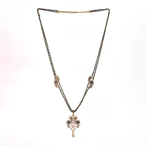 ORAFO JEWELS 92.5 SILVER LADIES BLACK BEADS MANGALSUTRA WITH PENDANT (11-3949)