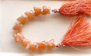 Peach Moonstone Smooth Butterfly Shape Double Drill Beads, Rare Gemstone Design for Jewelry Making, 10x12mm, 10 Pieces String