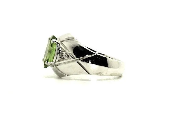 Peridot And Diamond Oval-cut Ring