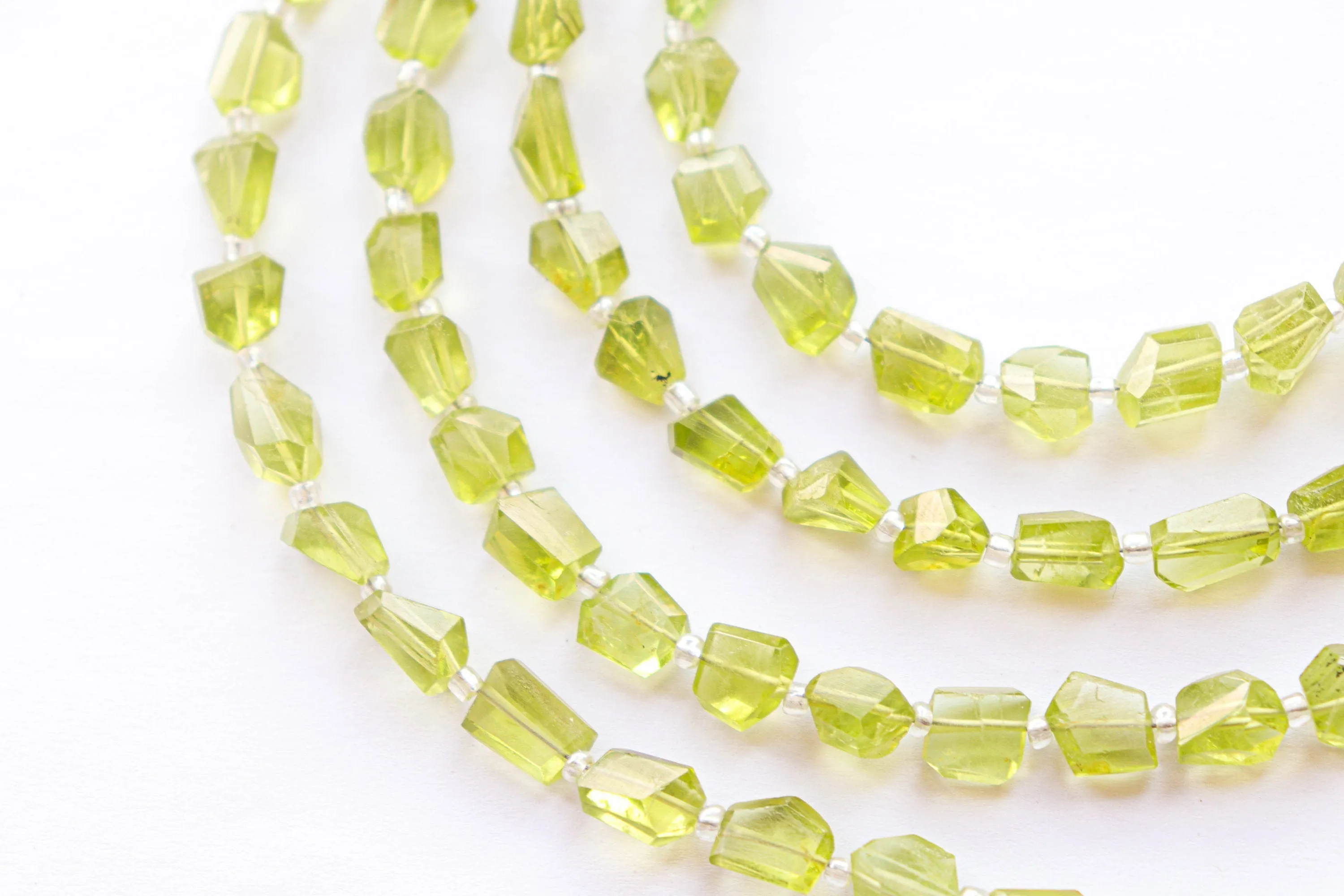 Peridot Faceted beads Uneven Shape | 6x8mm to 7x9mm | 8 inch Full String | Natural Gemstone | Beadsforyourjewellery | Rare Gemstone Beads