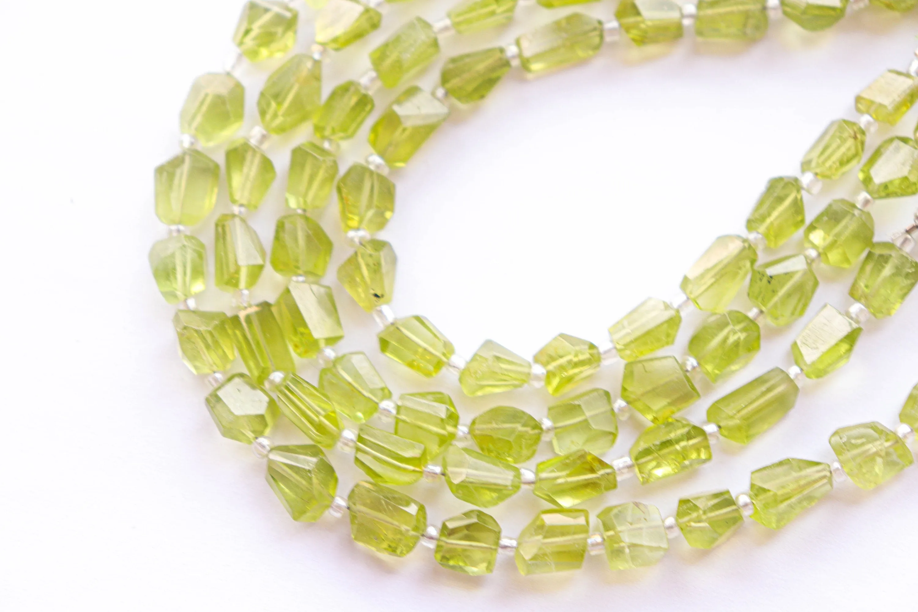 Peridot Faceted beads Uneven Shape | 6x8mm to 7x9mm | 8 inch Full String | Natural Gemstone | Beadsforyourjewellery | Rare Gemstone Beads