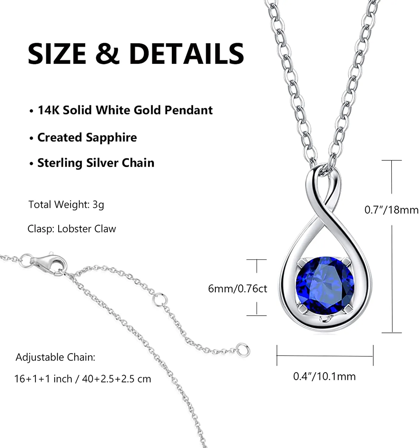 "Birthstone" September Gemstone Sterling Silver Necklace