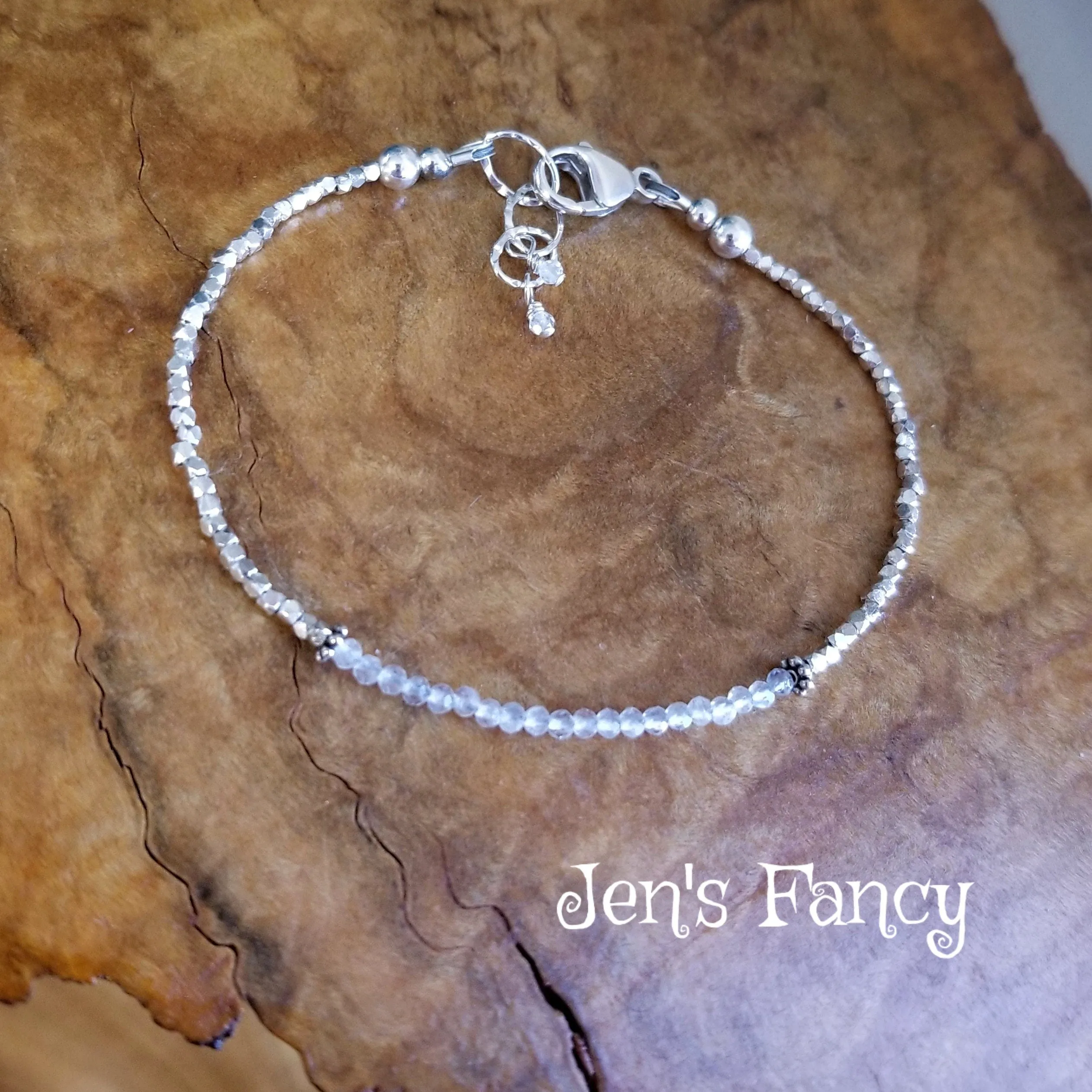 Rainbow Moonstone Bracelet Karen Hill Tribe Fine Silver