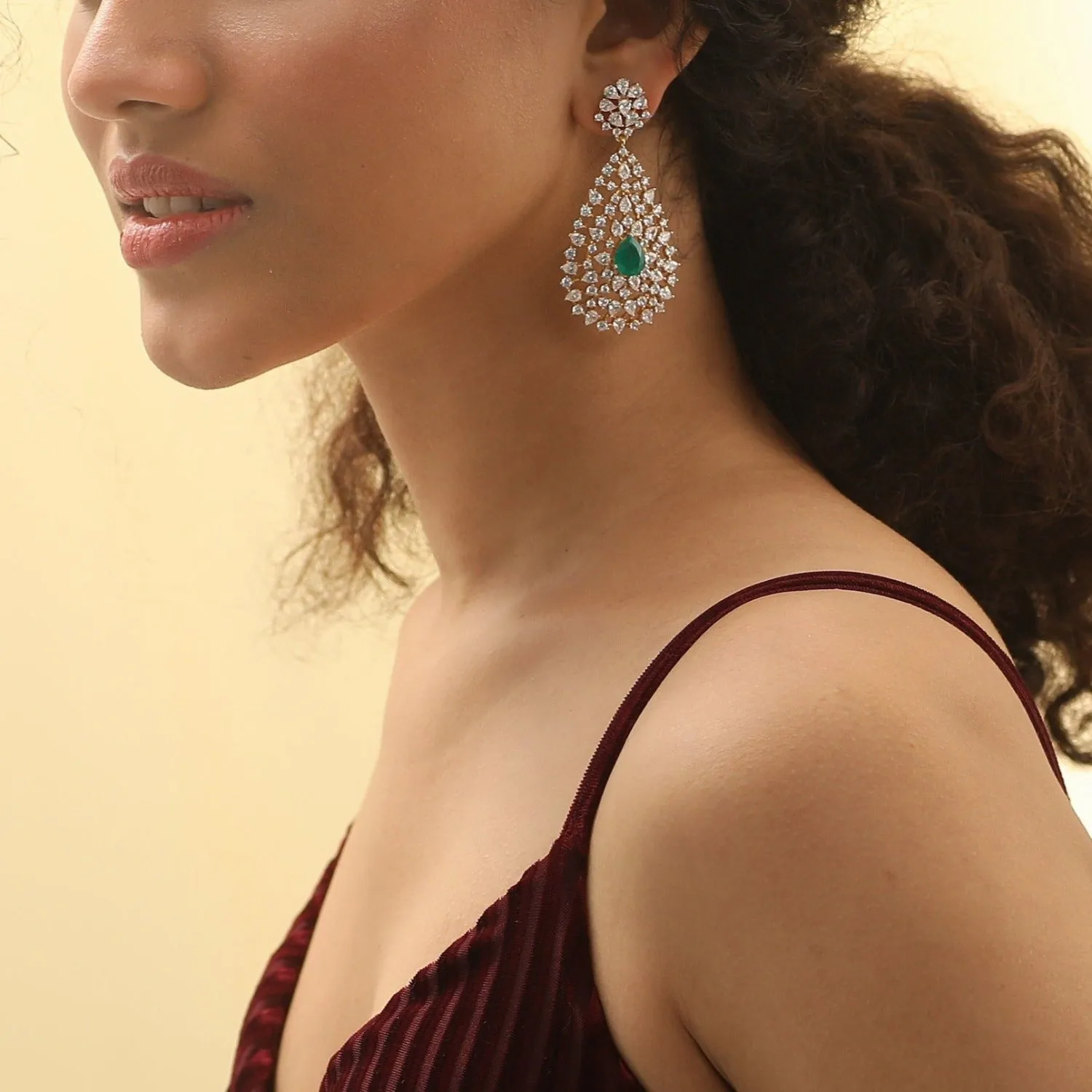 Rasika Dazzling Silver CZ Earrings