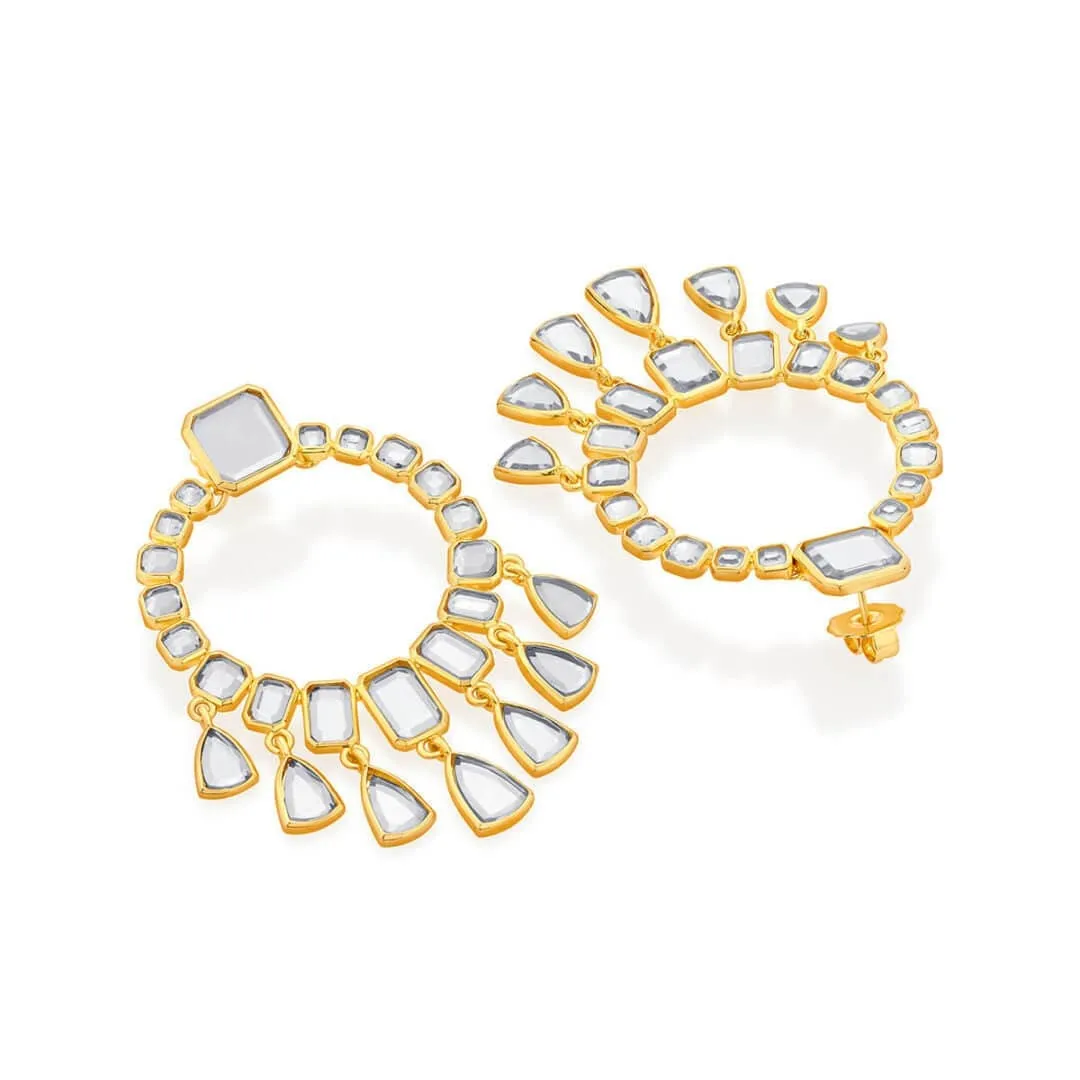 Ruhaniyat Statement Mirror Drop Earrings