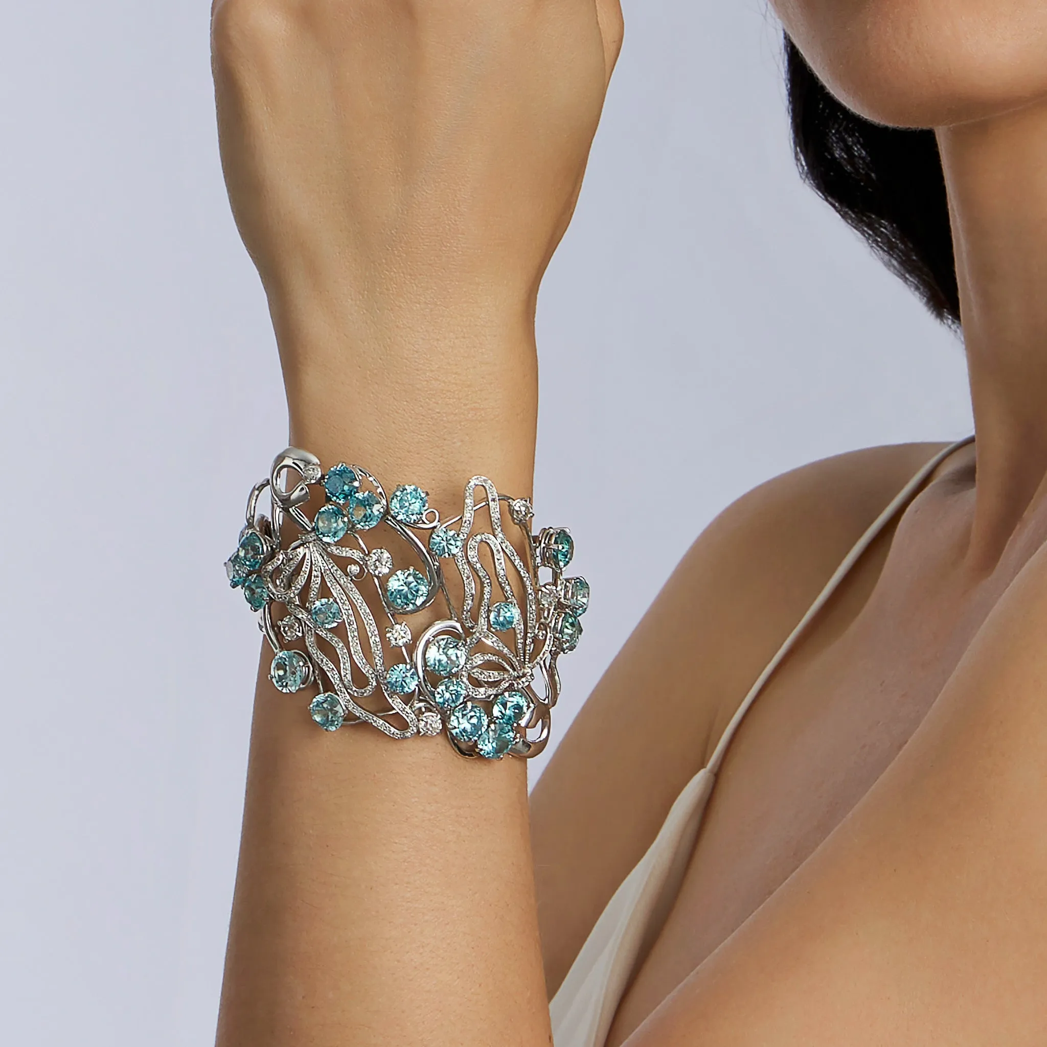 Seaman Schepps Blue Zircon and Diamond Bracelet